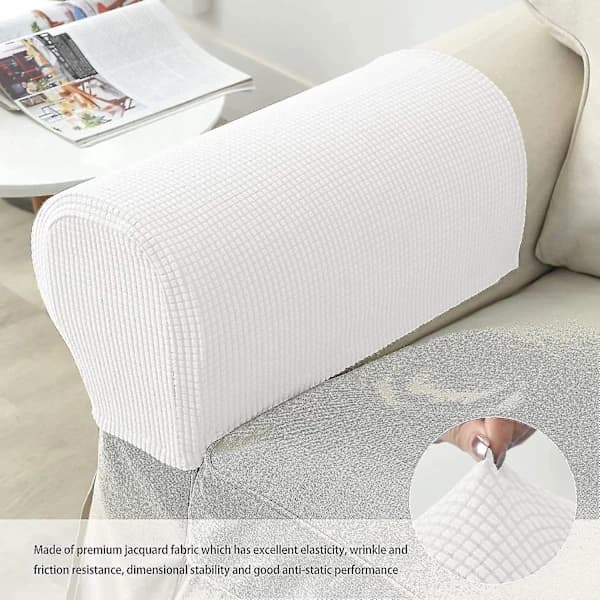 Soffa Armlenbeskyttere Stretch Armlenbeskyttere Trekk til Lenestol, Hvit White