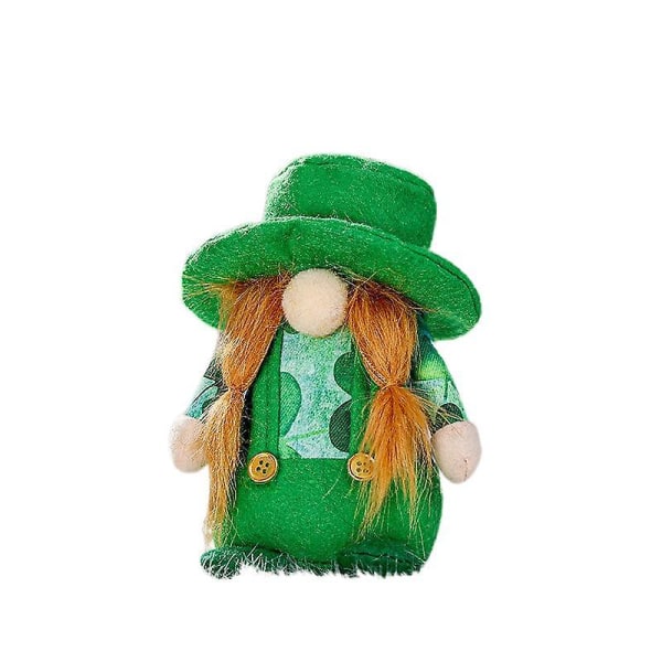 St. Patrick's Day Gnome Decoration  Green Clover Spring Plush Doll Handmade Swedish Gnome Elf Dwarf Cute Bunny Shape Doll Home Decoration Ornaments D