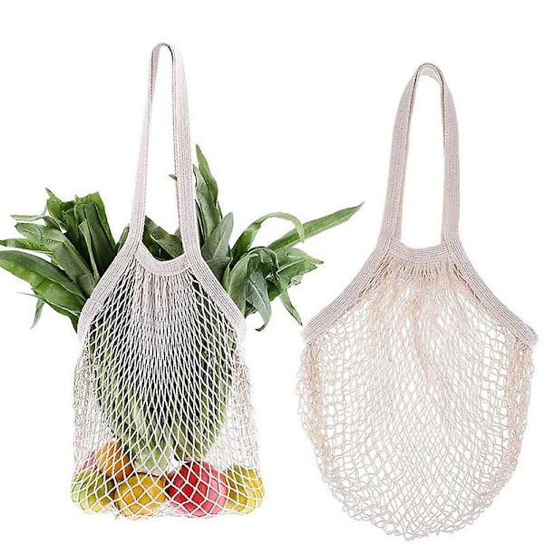 Shopping Mesh Net Tote Bag Bomull Mesh Net String Shopping Bag Återanvändbar Fällbar Fruktförvaring Handväska Tote