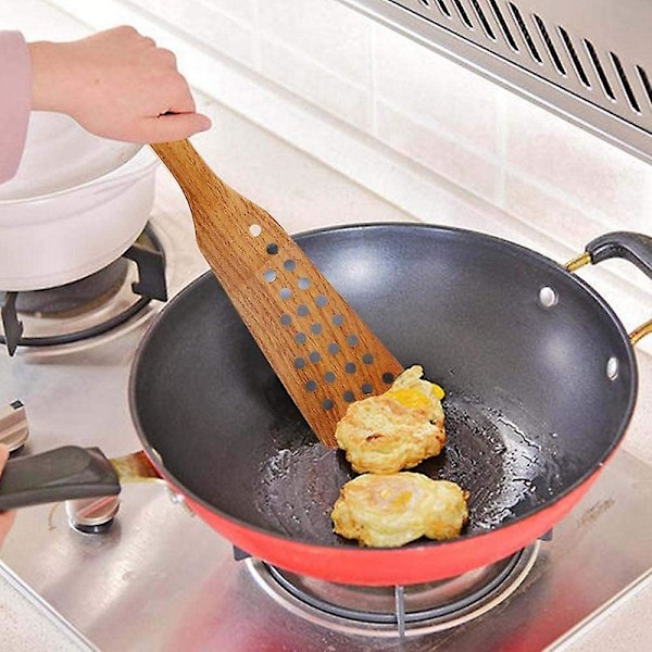 4 stk. kjøkkenredskaper i tre til matlaging, non-stick trespader, skjeer, matlagingsredskaper, holdbare kokker