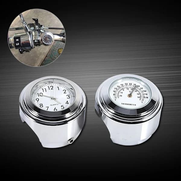 7/8 \" 1 \" Motorcykelstyr Beslag Urskive Ur & Termometer Temp Hvid??