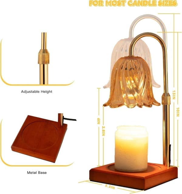 Table Lamps Candle Warmer with Timer - Dimmable Lamp Base & Wax Warmer, Perfect as Table and Bedside Lamp