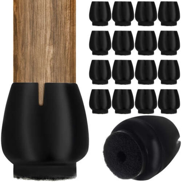 /HH/16 st Möbeltassar | Stolsbensskydd med Filt svart black