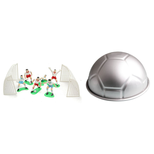 8 st Fotbollskaka Toppers Spelare Dekoration Verktyg & 1 st 3D Halvrund Bollformad Fotboll