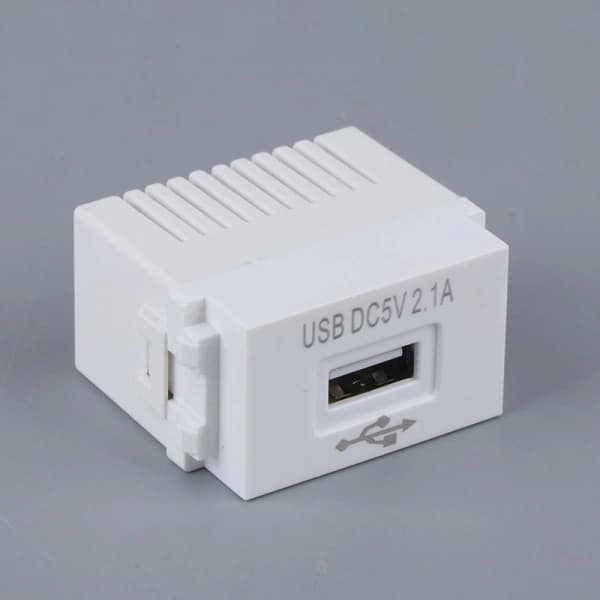 USB-strømadaptermodul 220V 5V Transformator Stikkontakt Hvid-FM-
