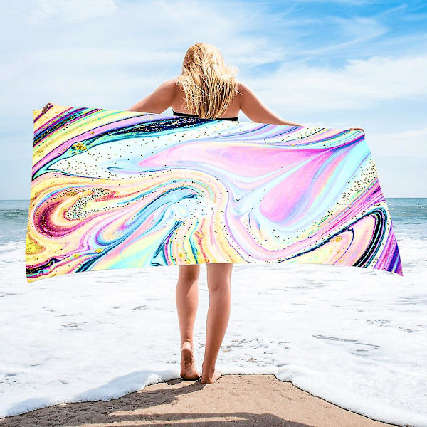 Farverige prints store strandhåndklæder hurtigtørrende surf poncho mikrofiber badehåndklæde rejse sjal strand yoga picnic fitnessmåtte kvinder gave