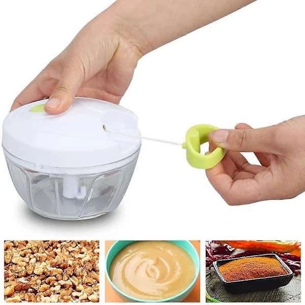 Manuel madprocessor til grøntsager, frugt, nødder, løg, hakker, hånddrevet minihakker, blender, foodprocessor