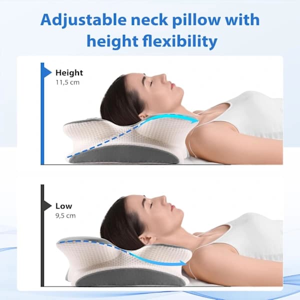 HA~Memory Foam Kudde, Bekväm Kudde, Stödjande Nackkudde, Ergonomisk Sidokudde (GRÅ)
