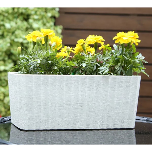 2 st vita självvattnande krukor, kompakt rektangulär fönsterört planteringslåda växtbehållare för blommor, suckulenter