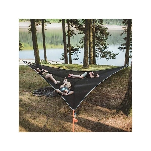 /HH/Stor trekantet hængekøje til træcamping, bærbar hængekøje til flere personer, design til 3 personer til rejser, have, udendørs camping...