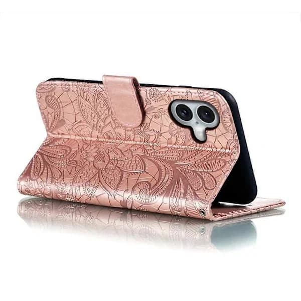 Fodral til iPhone 16 Blondeblomst PU Lær Flip Lommebokdeksel