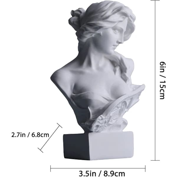 15,2 cm H Hvit Afrodite Statue Skulptur, Harpiks Gresk Mytologi Byste Statue, for Coquette Romdekorasjon