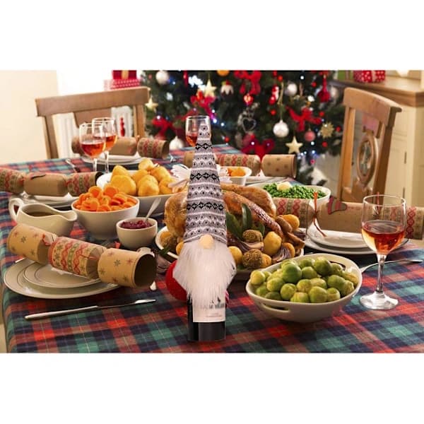 4-pack Jul Tomte Vinflaskor Omslag Handgjorda Tomtar Svenska Tomtar Vinflaskor Toppar Dekorativa Jultomte Presenter
