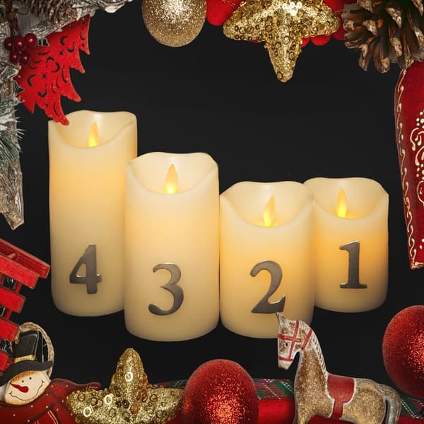 {HH} LED-adventtikynttilät - 4 kpl - 9/10/12,5/15 cm - 3D-liekillä