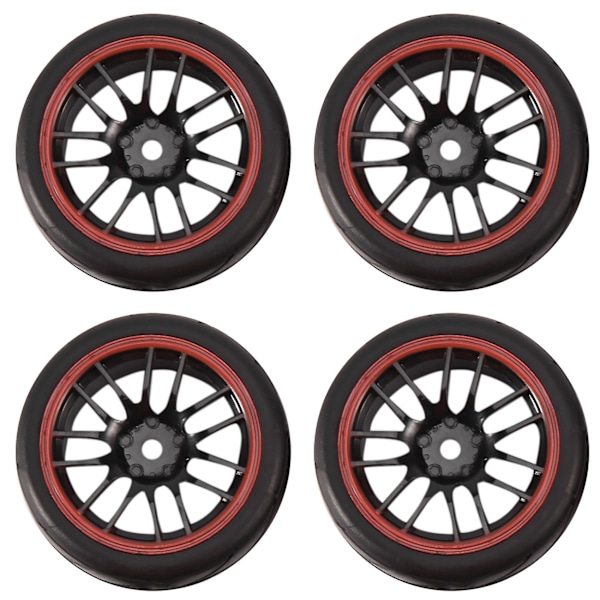 4 kpl 12 mm navan keskiövanteet ja kumirenkaat RC 1/10 tie-autolle R