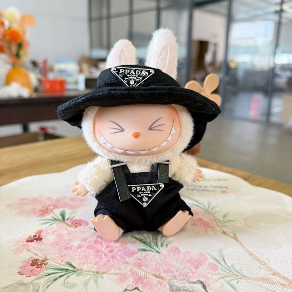 [HH] Labubu Kläder och Accessoarer Designer Only, Dockor Ingår Ej, Labubus Original med Klädset för La Bubu Docka Black P home two-piece set
