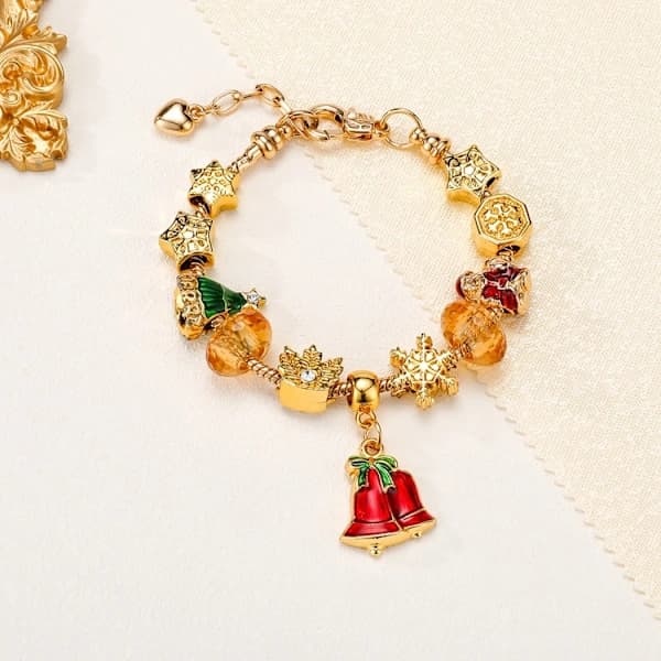 Juleklokke armbånd stretch perler charm armbånd justerbar