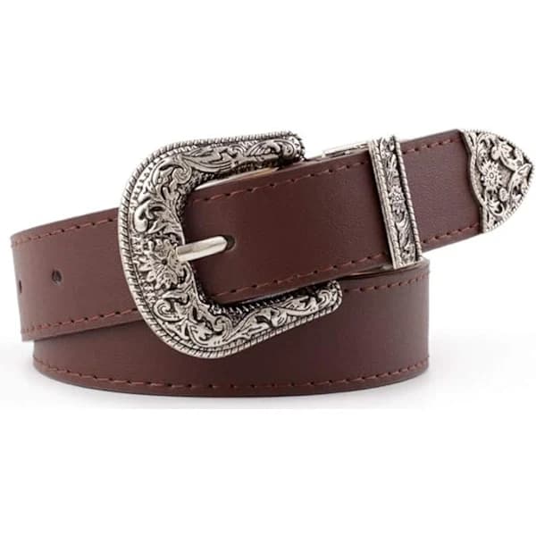 Western-skinnbelter - Kvinner Vintage midjebelter med uthulet blomsterspenne