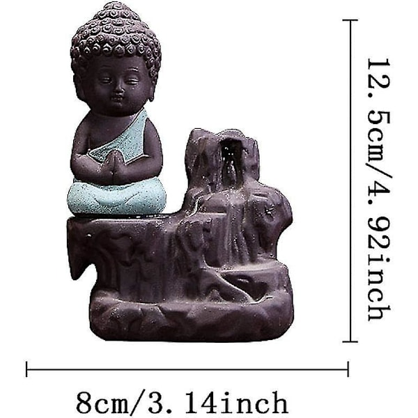 Håndrullet røgelsesbrænder til hjem, kontor, soveværelse, yoga - Buddha-statue (lyseblå)