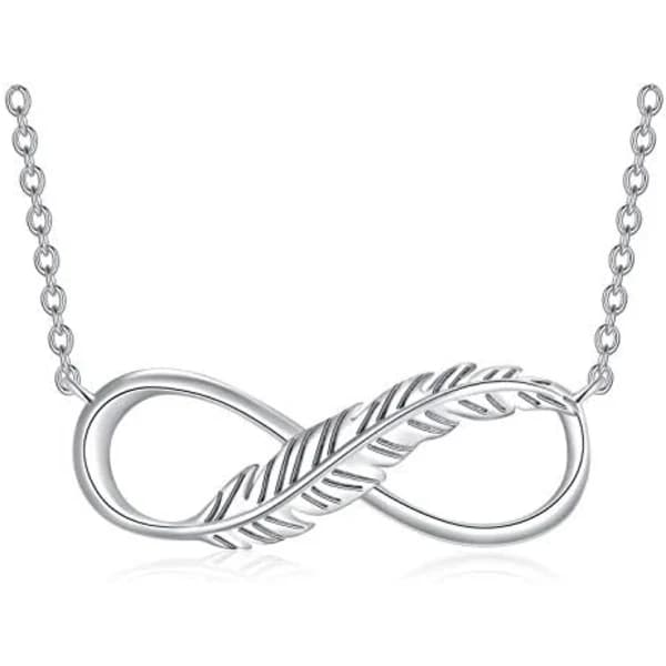 Infinity-höyhenkaulakoru 925 sterlinghopeaa, kaulakoru naisille, 18”+2”