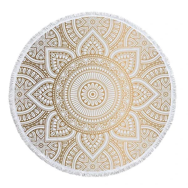 Rund mikrofiber mandala strandhåndklæde hippie boho strandhåndklæde med kvaster overdimensioneret wrap tæppe tr