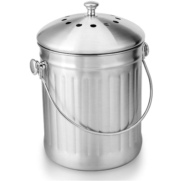 Stainless Steel Compost Bucket Compost Bin Trashcans for Kitchens with Lid Waste Bin Compost Pail for Kitchen Countertop Trash Can