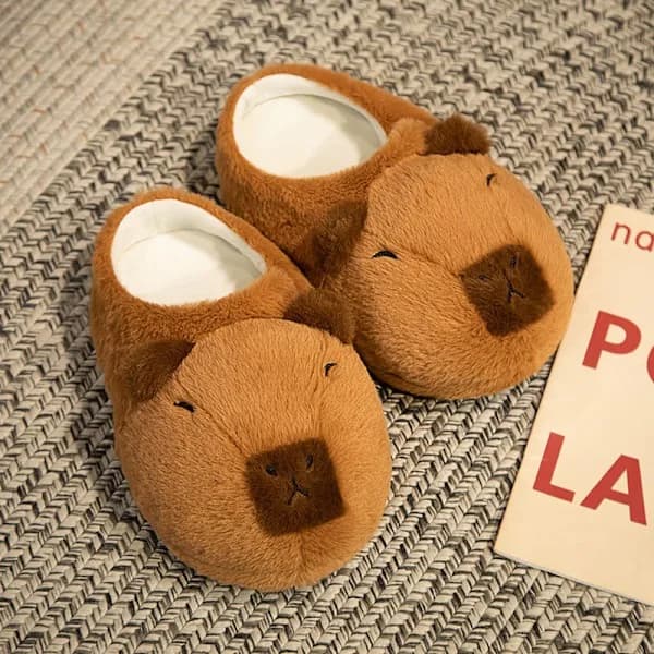 Tegneserie Capybara Varme Hjemmesko Bløde Skridsikre Hjemmesko Plus YY