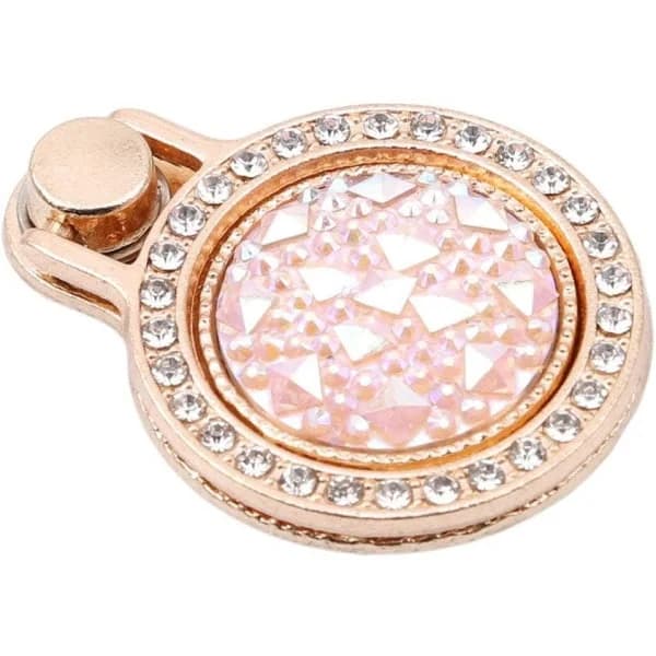 CDQ Krystal Rhinestone Telefon Ring Stativ Holder Foldbar Metal Finger Ring Grip Kickstand (pink)