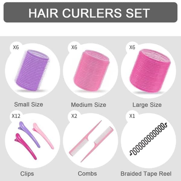 25-pack Hårrullar, Clips, Kam med Delare, Hårrullare Papiljotter