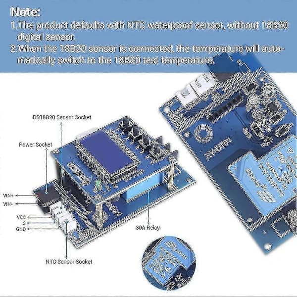 Digital Temperaturregulator Termostat -40C til 110C med LCD-skjerm og Vanntett Sensor