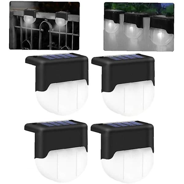 Solcellelamper til broer Udendørs scenelys LED-lampe Solcellehegnlamper til have Have Hvid Sort Skal 4 stk