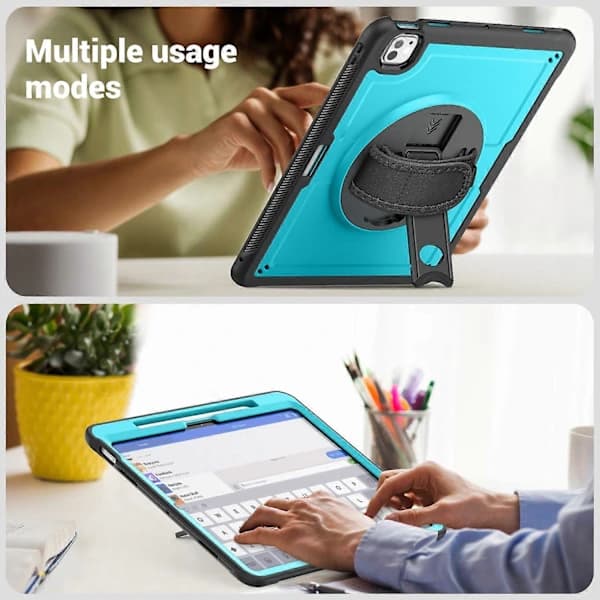 HA~Etui med stativ, PC TPE tabletbeskyttelse med håndrem til iPad Pro 13 (2024) M4