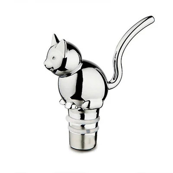 Cat Shape Wine Stoppers Decorative Bottle Stoppers Wedding Birthday Party Favors Gifts(2pcs, Silver)