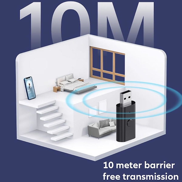 4 i 1 trådløs Bluetooth AUX-adapter Bluetooth 5.3 Billadaptermottaker Sender USB til 3,5 mm Jack Musikkmikrofon Håndfriadapter