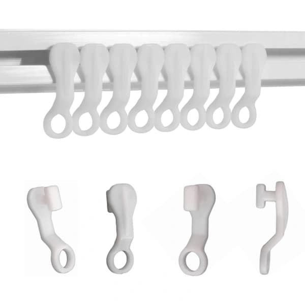 Glidkrokar Hvite Plastgardinkroker, 50-pakning-FM-