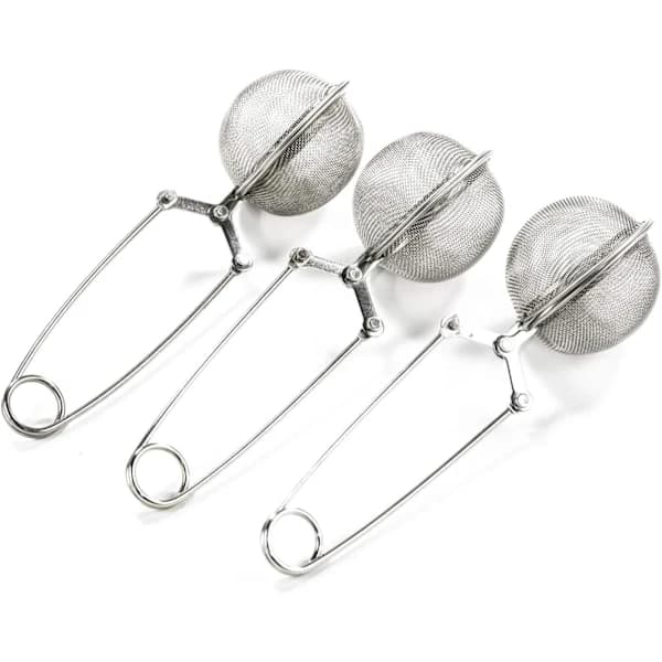 HA~3-pak Mesh Snap Ball Tesil med Håndtag til Løse Teer og Krydderier Rustfrit Stål Te-si Te-filter