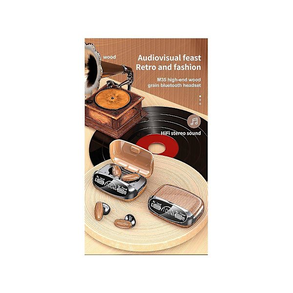 M35 puukuvioiset langattomat Bluetooth-kuulokkeet Tws korvan sisäiset kosketuskuulokkeet Bluetooth 5.2 urheilukuulokkeet