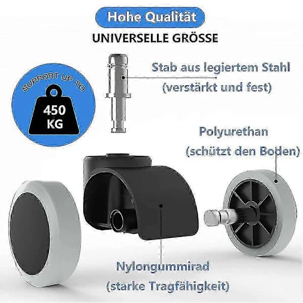 5-pakning kontorstolhjul 11 mm/22 mm erstatning hardt gulv for gamingstoler, svingbare stoler []