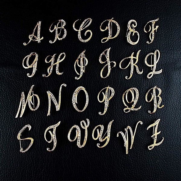 Brev Brosch Pins Initial Rhinestone Brosch för Kvinnor Hantverk Guld A-Z,WZ-1194R