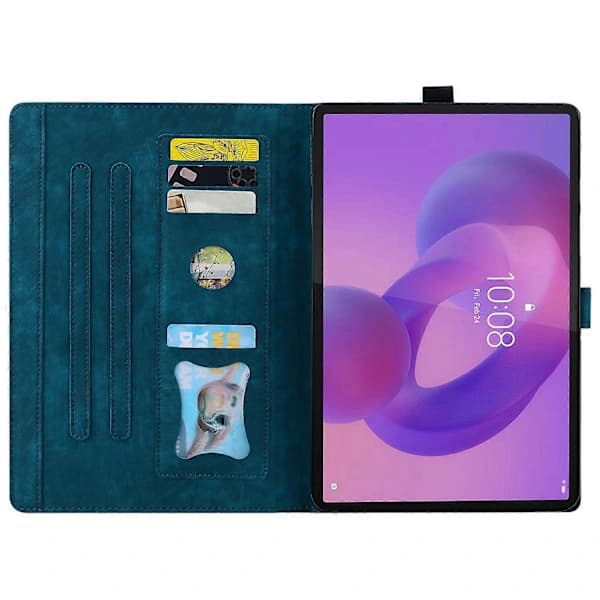 HA-För Lenovo Tab K10C/Tab E10C Etui Kortpladser Læder Tablet Stativ Folio Cover Blomst Kat
