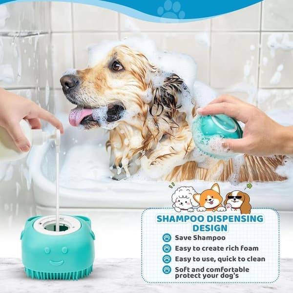 Duschbørste for hund og katt - Silikon - Sjampodispenser - 3-pakning