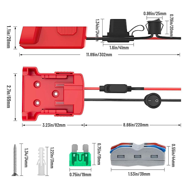 3 pakker Power Wheels adapter for batteriadapter Power Wheels batterikonverteringssett for DIY Rc-bil