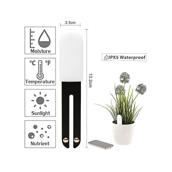 Blomsterplanteovervåker Jordtest Tracker Intelligent Bluetooth-overvåker for lysfuktighet Gjødsel T