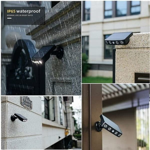 Solar Motion Sensor Light - Waterproof LED Wall Light with Cool White Light, IP65, Black for Outdoor Use