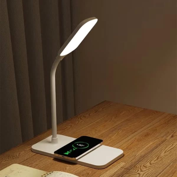 Desk Lamp/Table Lamp with Wireless Charging & USB – Dimmable Night Light LED Lamp for Bedside Table, Reading & Gaming