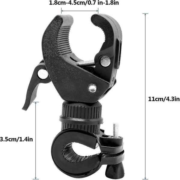 2 stk. Cykellys Holder, 360 Graders Rotering Foran/Bagpå Cykel Styr Klip, Til Cykel Led Lampe Holder