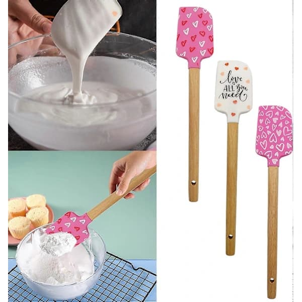 Hjerteformet silikonespatel til bagning og blanding af chokolade & smør