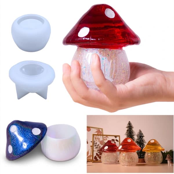 Silikonform for DIY Krystalldråpelimform Soppoppbevaringsboks