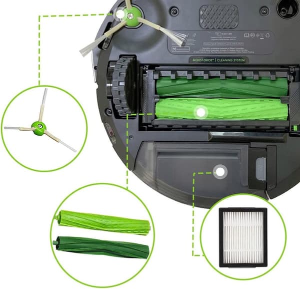 10-delt Roomba reservedelssæt, 2 rullebørster, 4 filtre og 4 sidebørster, til iRobot Roomba j7+/j7, i3-i8, E5/E6/E7