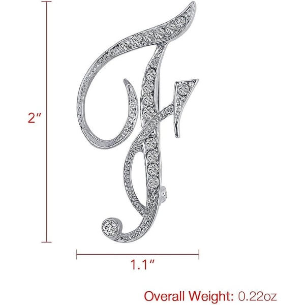 A-Z Initialer Brosch för kvinnor, Silverpläterad metall strass klar AAA+ kristall kavajslag pin broscher 1 st, WZ-1145R
